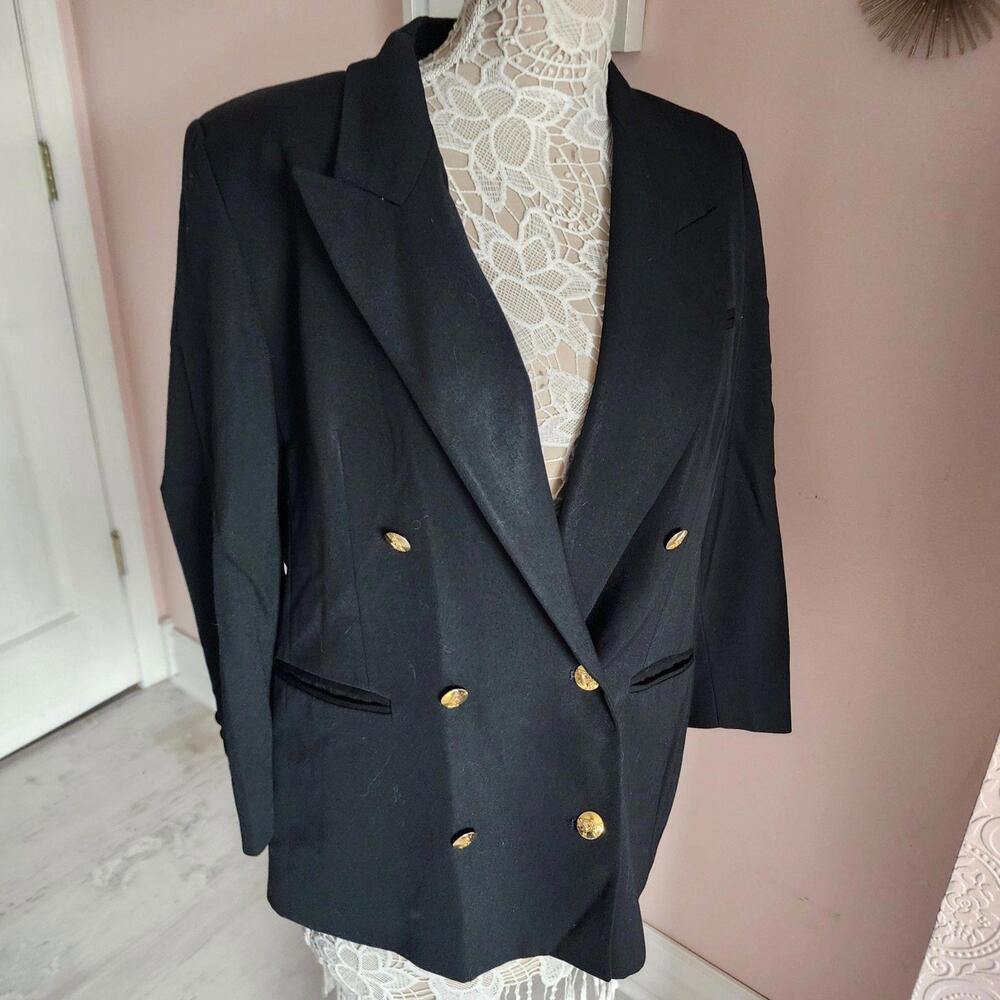 Flawless Austin Reed Vintage Black Blazer 100 worsted wool 14W Petite
